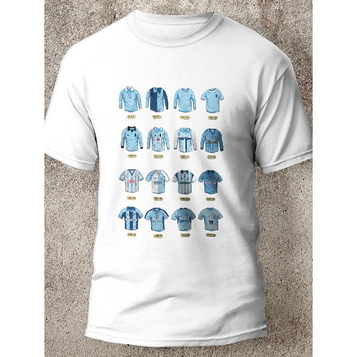 Men S Retro Art T-Shirts Featuring Short Sleeves And a Crew Neck, Inspired by Coventry City FC S