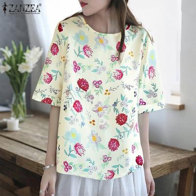 Women Casual Round Neck Summer Half Sleeve Floral Blouse
