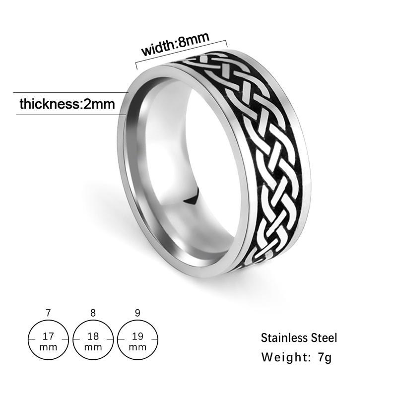 Old Style Retro Viking Rings Vintage Black Norse Runes Jewelry Celtics Knot Ring for Women Men Unique Gift