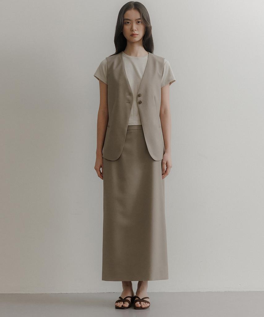Oeoseoul Signature Slim Skirt [Khaki]