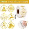 500Pcs/Roll Christmas Gold Foil Stickers Gift Wrapping Label Scrapbook Stationery Decals Round Christmas Snowman Stickers