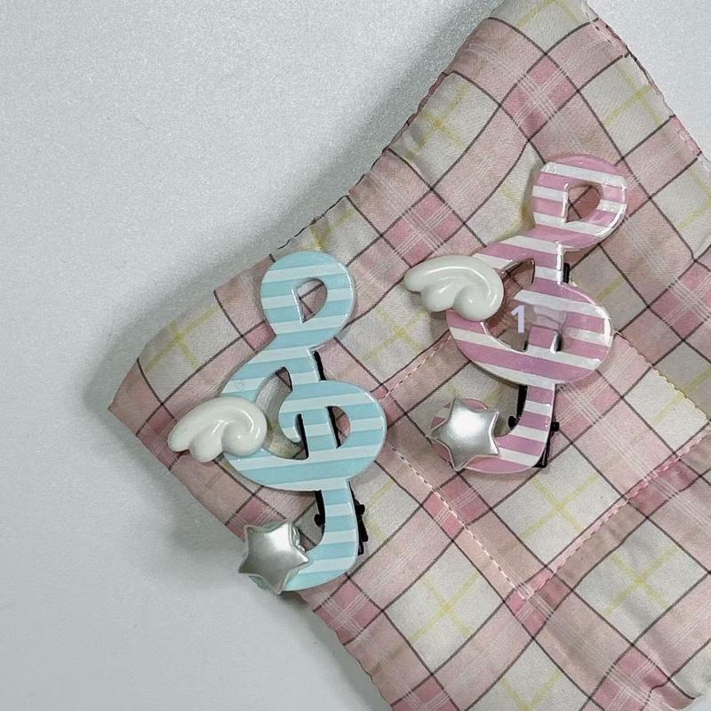 Kawaii Tendencia Estrella Símbolo Musical Ala Pinza para el Cabello Estilo Ins Y2K Único Rayado Pinza Lateral Pinza para Flequillo Joyería para el Cabello Accesorios