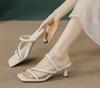 Fashion 2025 New Square Head High Heels Stiletto Internet Celebrity Fashion Sense Cool Slippers