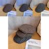 Retro Checkered Beret With Big Head Circumference Design For Women