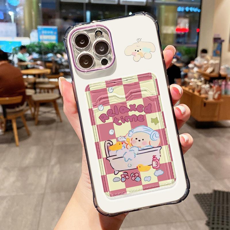 

Чехол-карточка для iPhone 11 13 XR 15 14 Pro Max iPhone 12 16 7 8 Plus XS Max Samsung S24 S23 A15 A55 A05 A54 Redmi 12 13C 13 9 с защитой от мультфильмов iPhone XS Max серый