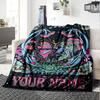 Name Custom Skull and Butterfly Print Flannel Blanket High Quality Warm Comfortable Cover for All Seasons Perfect for Gifts Home Decor