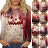Suéter informal de manga larga con cuello redondo y estampado de Halloween para mujer