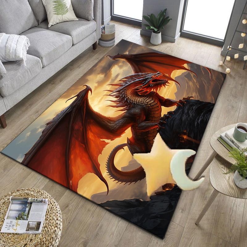 Fiery Dragon Artwork Office Rug Chair Mat, Entryway Carpet, Suitable for Front Door, Bedroom, Living Room, Desk, Holiday Gift