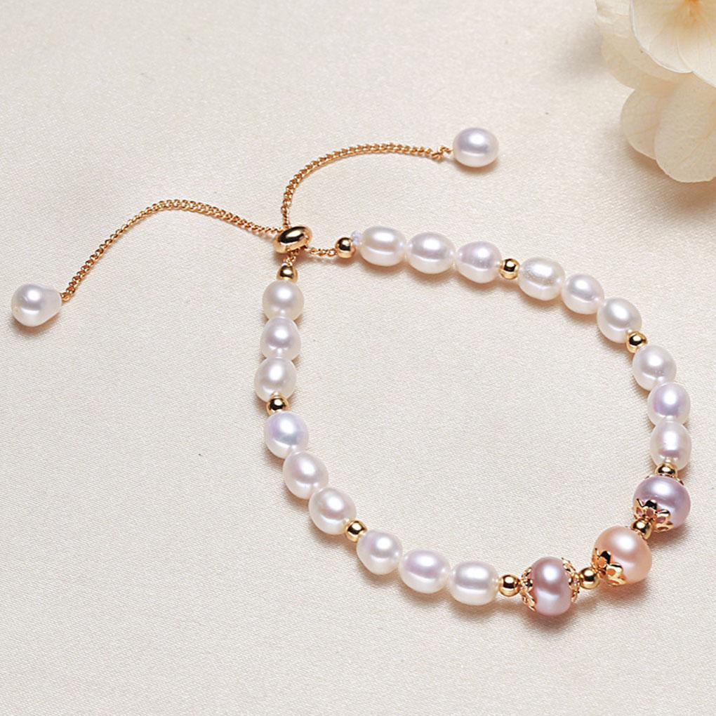 Damen Perlenarmband Ornament Geburtstag Verstellbare Handkette Armreif Hochzeit Verlobung Dekoration Schmuck Weiblich