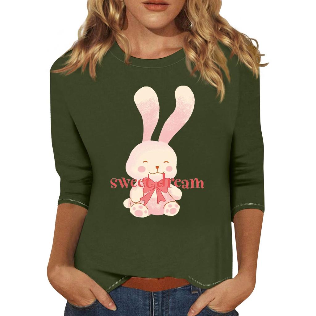 Pullover da donna con colletto stampato, manica a tre quarti, casual e alla moda