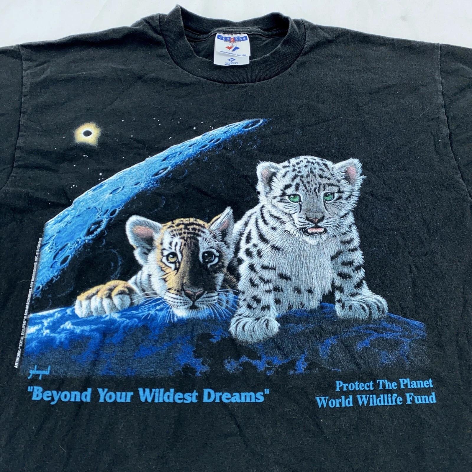 

vintage 90s WORLD WILDLIFE FUND TIGER CUBS SPACE T-Shirt MEDIUM nature soft M
