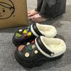 New velvet hole shoes women's winter non-slip outer wear cotton shoes heightened thick-soled home removable cotton slippers