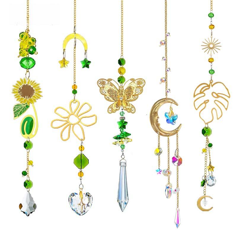 Sonnenblumen Windspiele Kristall Mond Sonnenfänger Hängende Raumdeko Traumfänger Garten Kinderzimmer Fensterdeko Dekorationen Geschenke