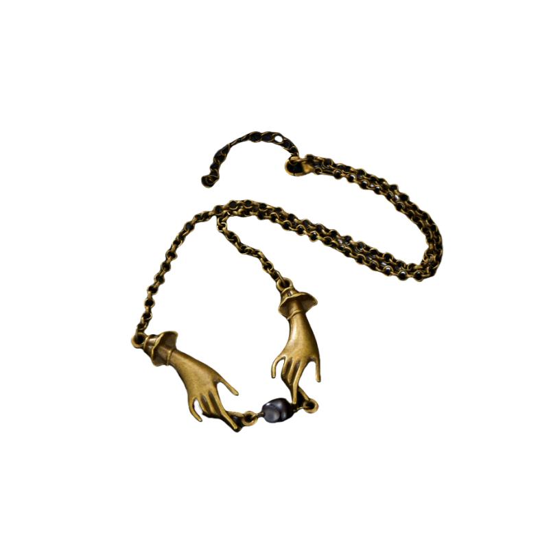 European and American Retro Witchcraft Chain Necklace Gothic Magic Hand Personalized Hip-hop Party Halloween Accessories Zircon