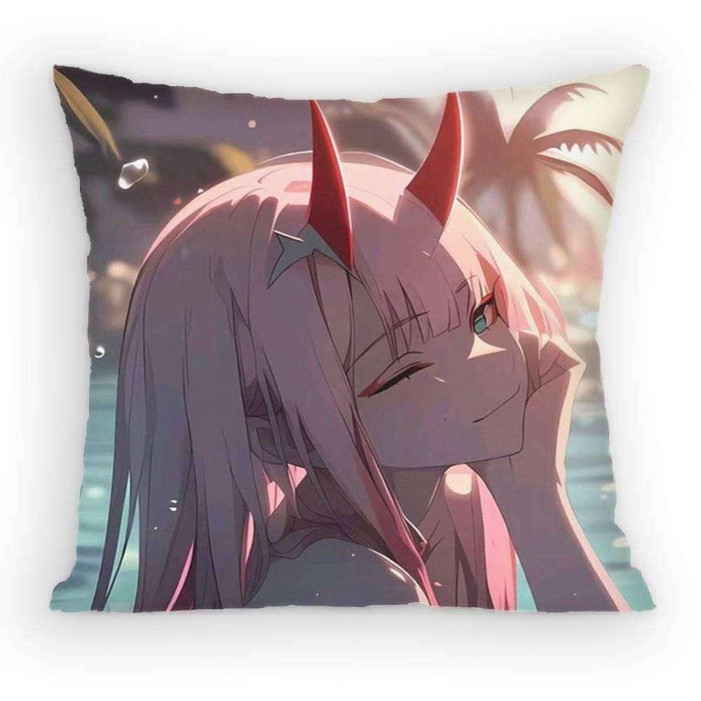 Darling In The Franxx Anime Girl Pillow Case Antidustmite Pillowcase Invisible zipper silky Sofa cushion cover for bedroom