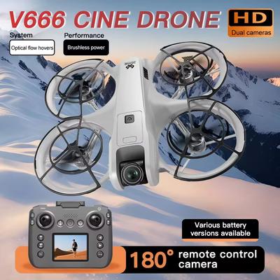 2025 Neue Drohne V666 Professionell HD 180° Dual-Kamera Bürstenlos Bildschirm Optischer Fluss Hindernisvermeidung RC Quadcopter Spielzeug