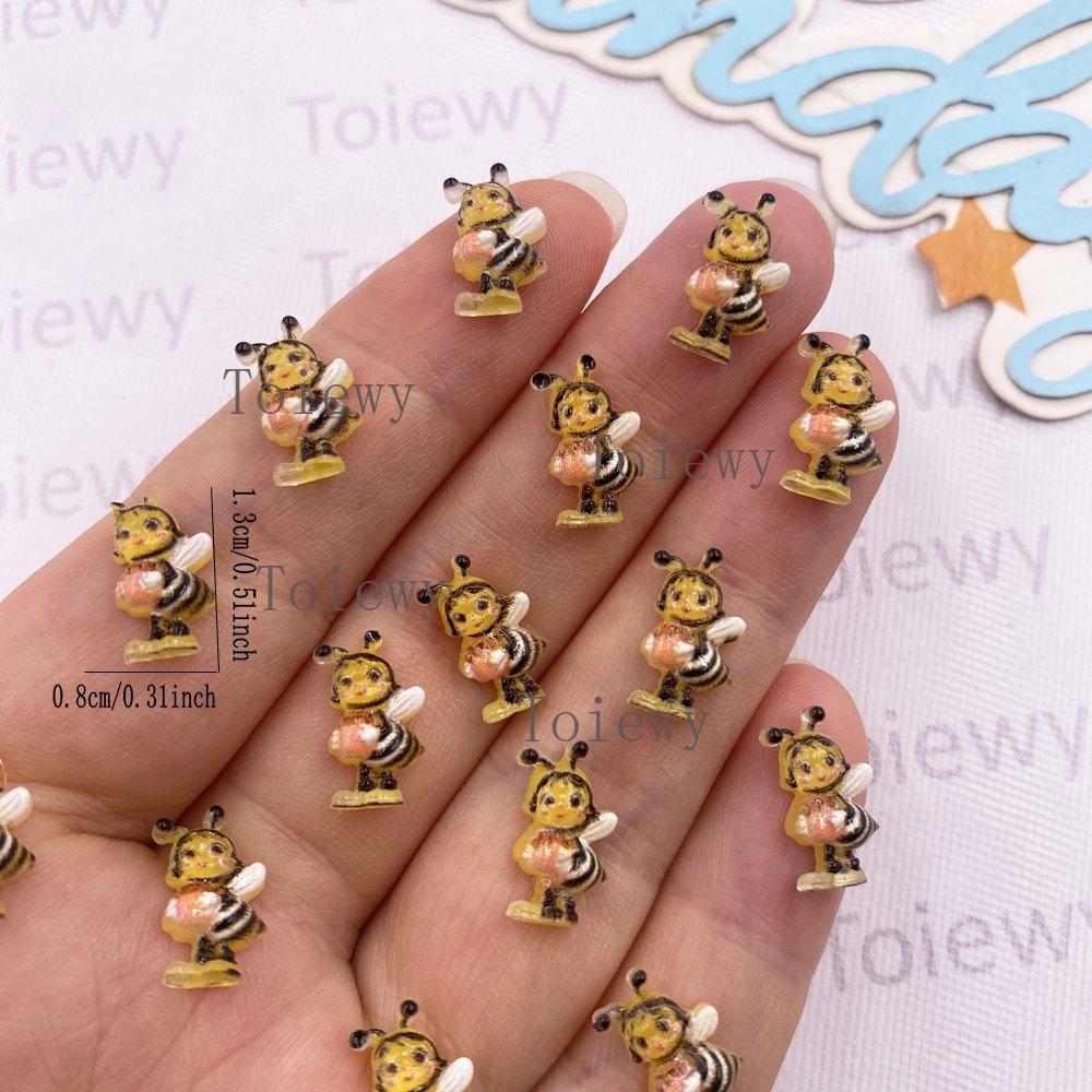 60pcs Resin Colorful Cute Mini Various Bee Art Nail Flatback Rhinestone Applique DIY Wedding Scrapbook Jewelry Crafts Accessorie