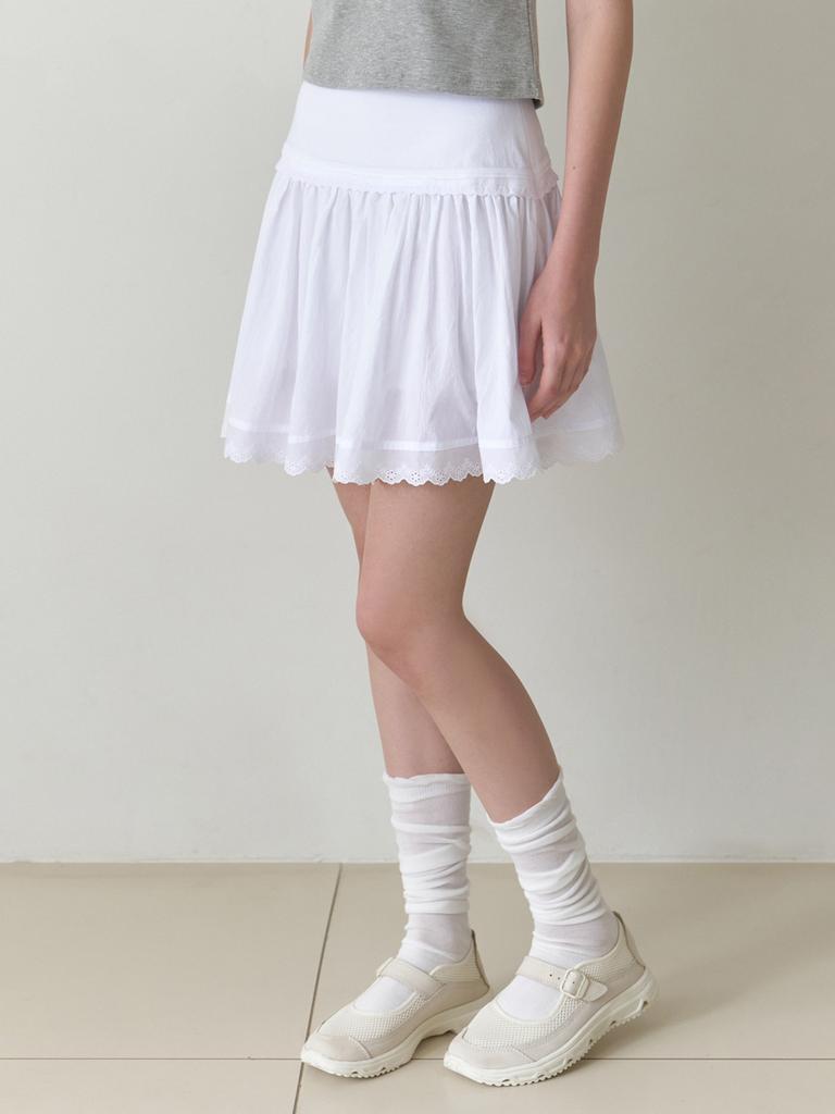 Liel Berries Lace Mini Skirt (White)
