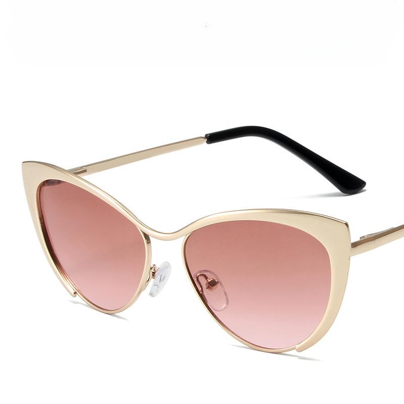 Luxury Designer Cat Eye Sunglasses Women Anti Blue Light UV400 Metal Frame Fashion Sun Glasses