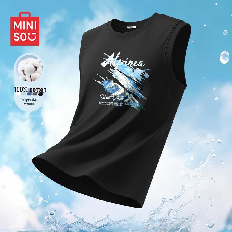 

MINISO Men s American Retro Casual Sleeveless Vest L