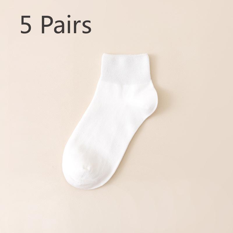 

5 пар тонких, средней длины, однотонных спортивных носков против образования катышков для женщин на весну и лето. Дезодорирующий, Впитывающий пот и Антибактериальный 5 pairs белый
