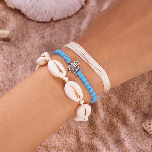 European American Fashion Bohemian Layered Beaded Bracelets Elastic Ethnic Bracelets for Women Female Bangle Bracelet