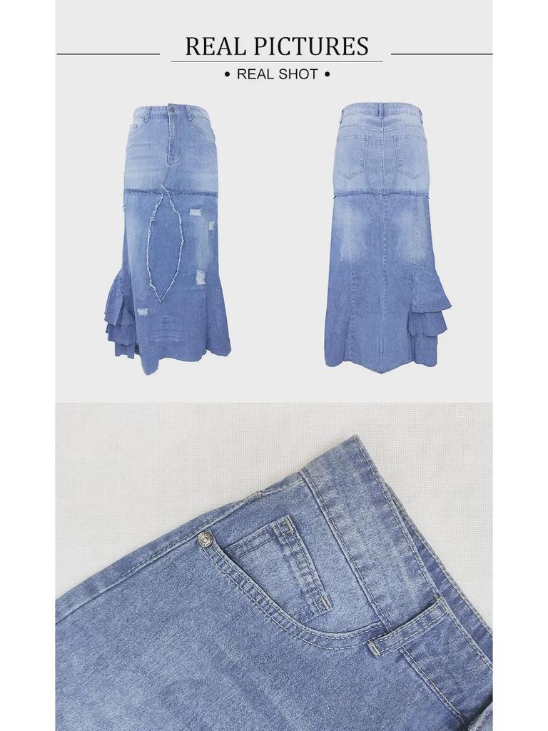 Saia longa irregular da Semana de Moda Europeia e Americana 2024 - Roupa feminina confortável e casual para primavera/outono