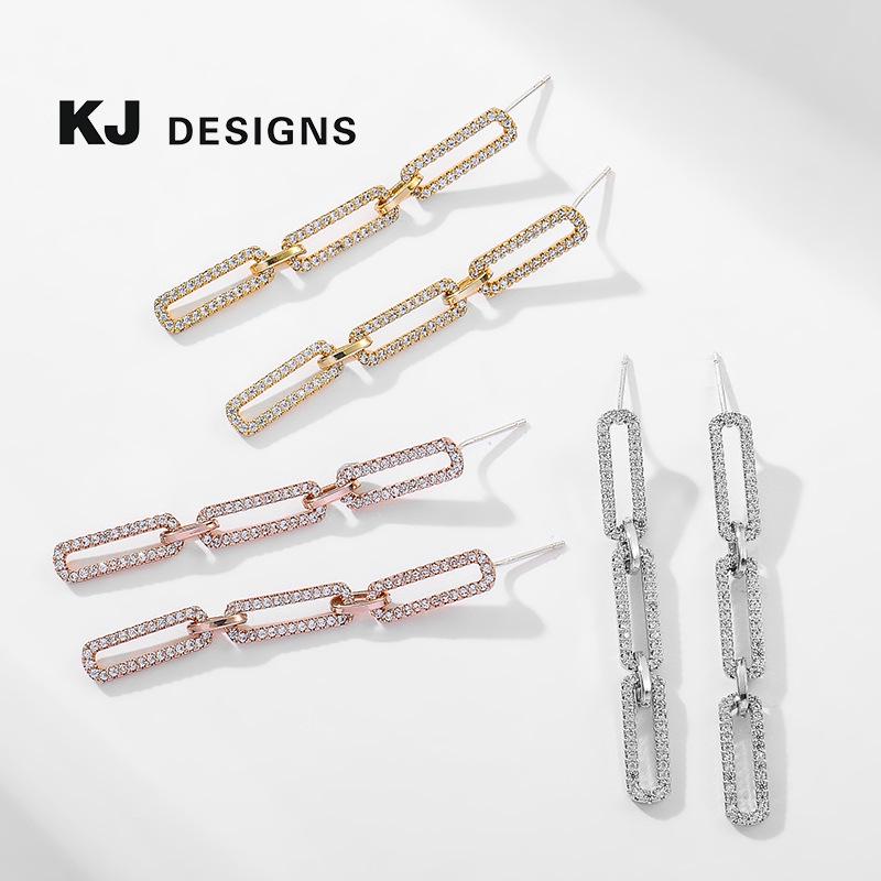 

Kenjie 925 Silver Needle Long Chain Zircon Tassel Earrings - Korean Style for Women