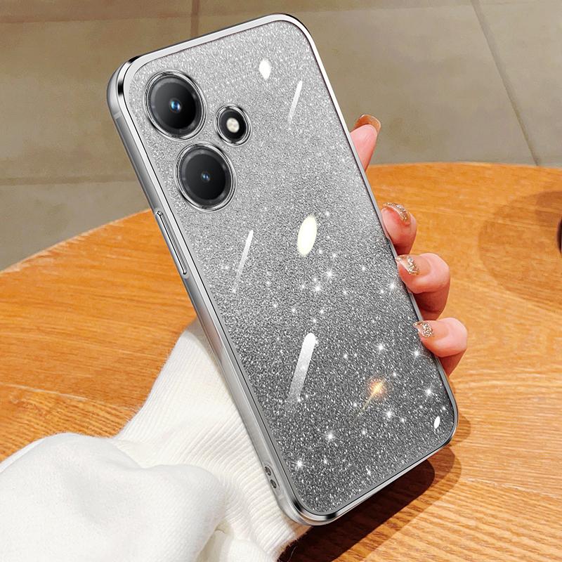 KEYSION Luxury Plating Glitter Phone Case for Infinix Hot 30i 30 Transparent Soft TPU Shockproof Back Cover for Infinix Hot 30 30i
