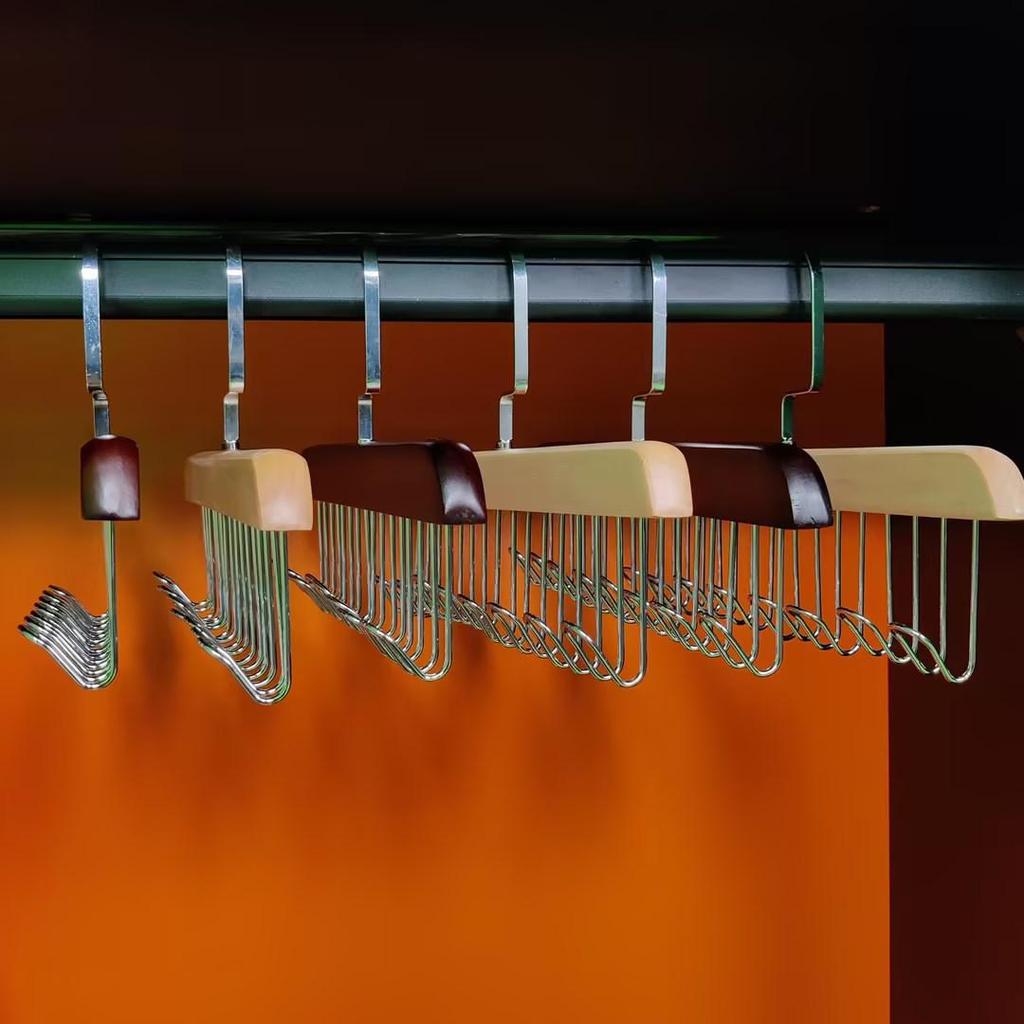 Solid Wood Multifunctional Hanger: 8 Hooks for Camisoles, Bras, Ties, Bags & Drying