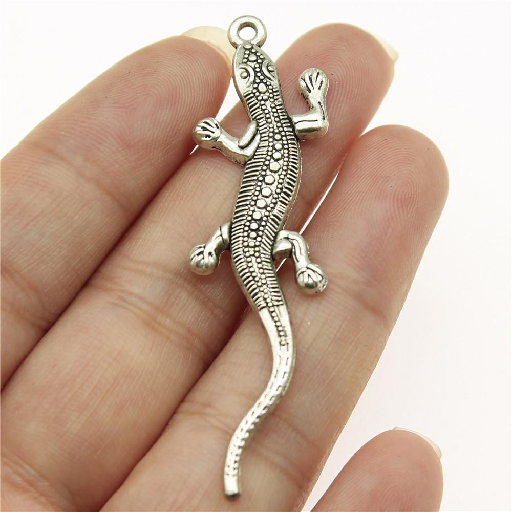 4pcs Charms Gecko Antique Silver Color Lizard Charms Pendants For Bracelets Chameleon Charms Wholesale