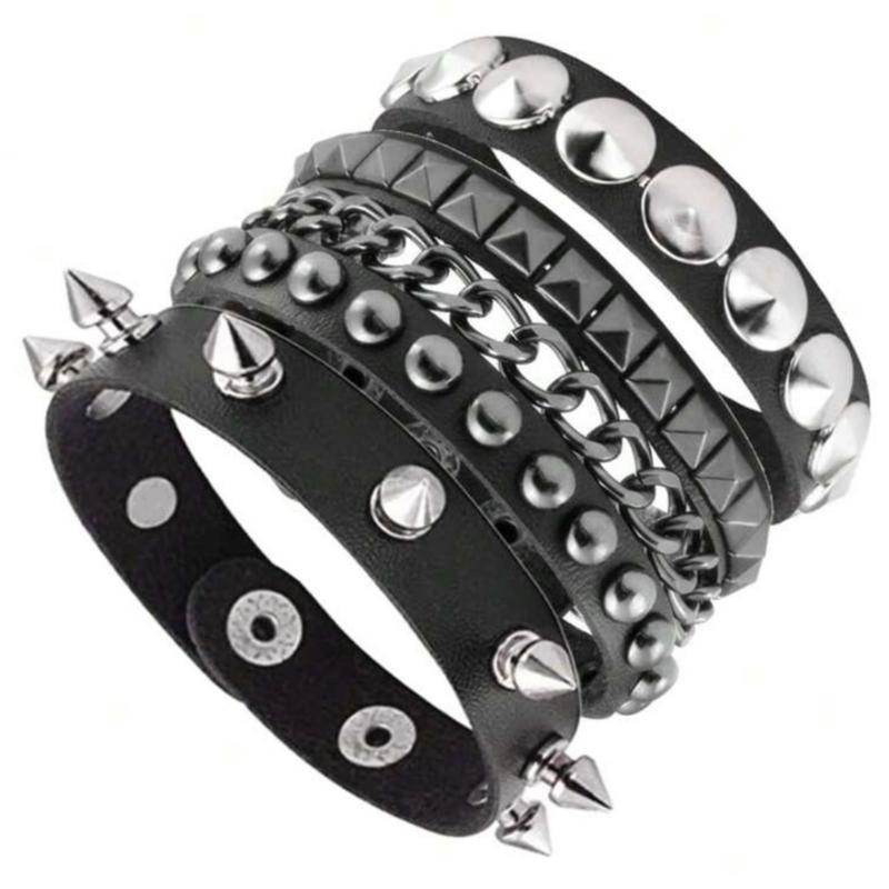 1 Stück Punk Goth Rock spitze Nieten Kegel Nieten Leder Manschette Armband Für Männer Hip Hop Frauen klobiges Armband Pulseras Schmuck