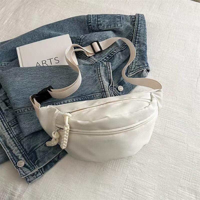 Canvas Running Waist Casual Fanny Packs Sport Chest Bag Banana Bag for Women Sling Crossbody Waist Pack Half Moon Belt Bag