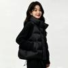 Womens Short Puffer Coat 2026 Warm Cotton Jacket Stand Collar Loose Fit Long Sleeve A-Line Outerwear