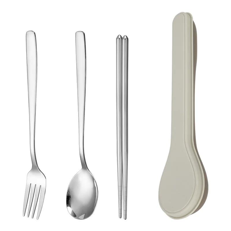 Přenosná sada příborů z nerezové oceli 410 v korejském stylu s úložným pouzdrem pro domácí školní kuchyňské nádobí