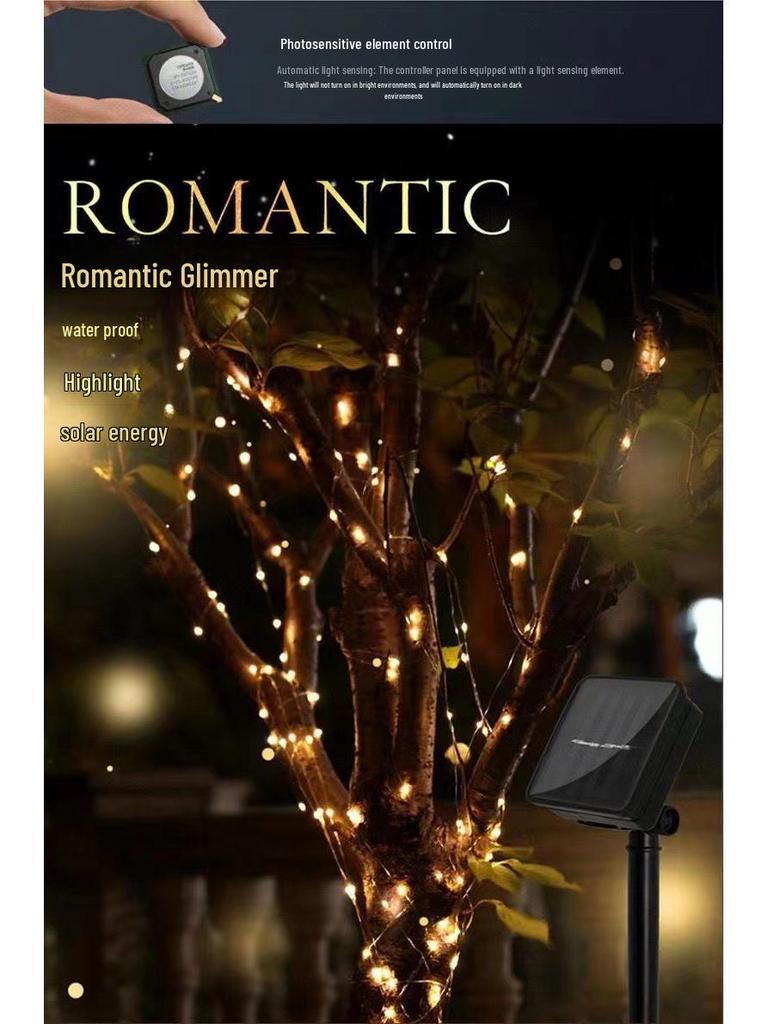 Waterproof Solar Copper Wire LED Light Strip for Outdoor Garden and Balcony Décor