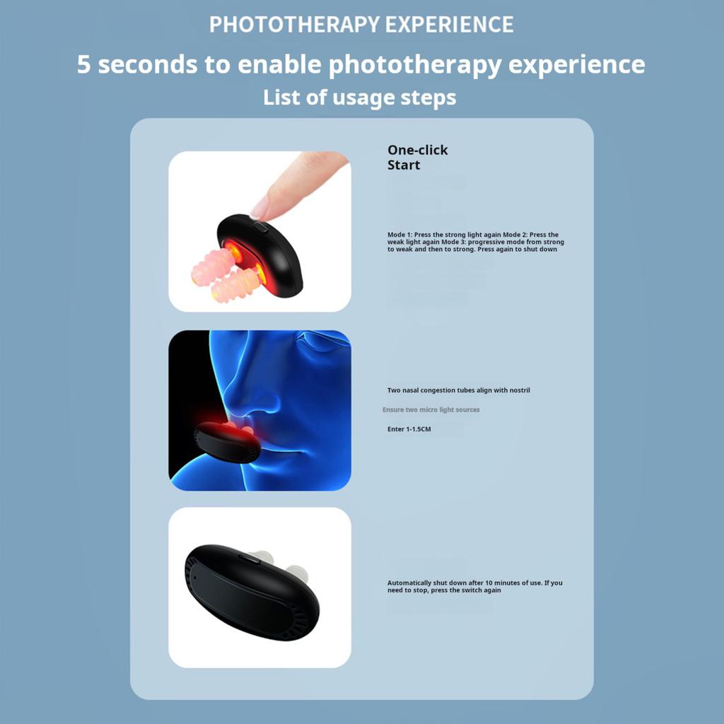 Dispositivo de terapia nasal con luz roja para aliviar los síntomas de la rinitis, recargable por USB, portátil, infrarrojo, para viajes.