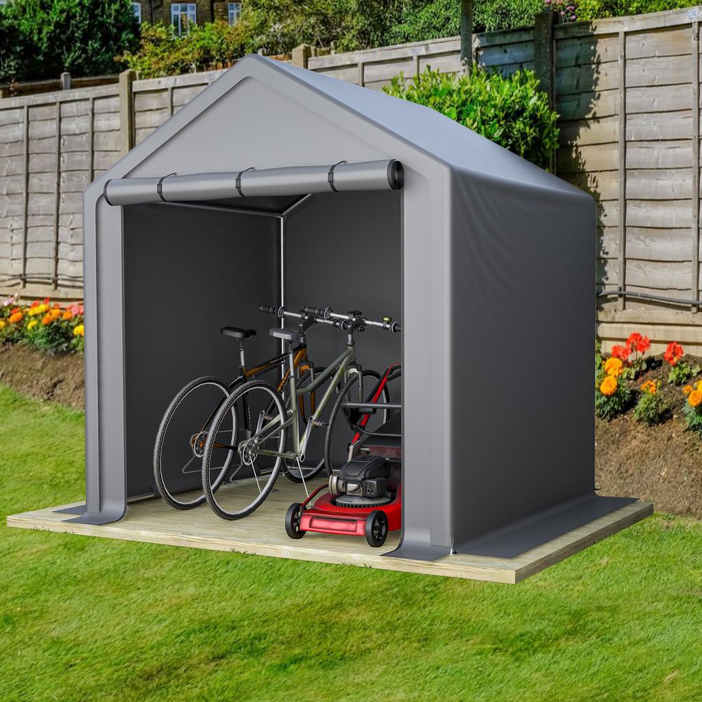Tool Shed 190x170x200cm, Bicycle Garage, Tool Shed, Garage Tent, Garden House Storage Tent Bicycle Shed Tool Tent Storage Garage, Dark Grey