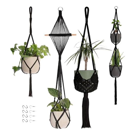 Macrame Plant Hanger Boho Hanging Planter Holder Cotton Rope Flower Pot Hanger for Home Patio Garden Decor