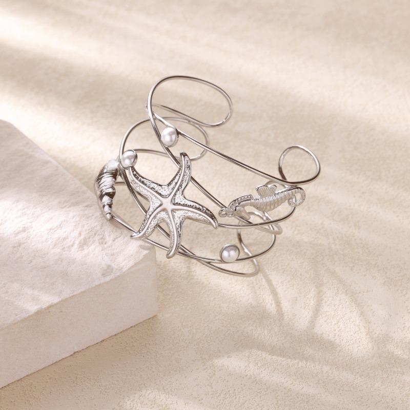 Fashion Ocean Beach Bracelet Female Starfish Shell Pearl Stainless Steel Bracelet Niche Design New Product