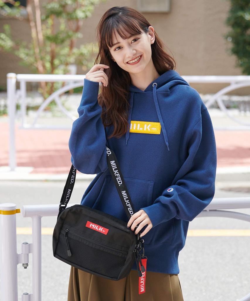 Milkfed NEO Logo Tape Shoulder Red Bag, 3182098,
