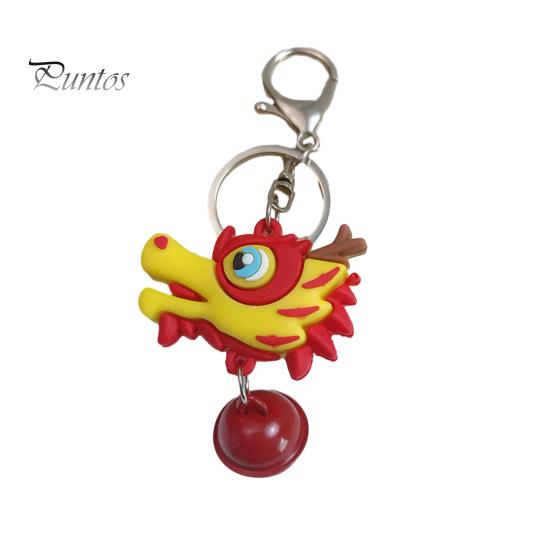 Cartoon Dragon Head Shape Keychain Stainless Bell Decor Exquisite Car Keys Storage Women Shoulder Bag Decoration Pendant New Year Festive Keyring