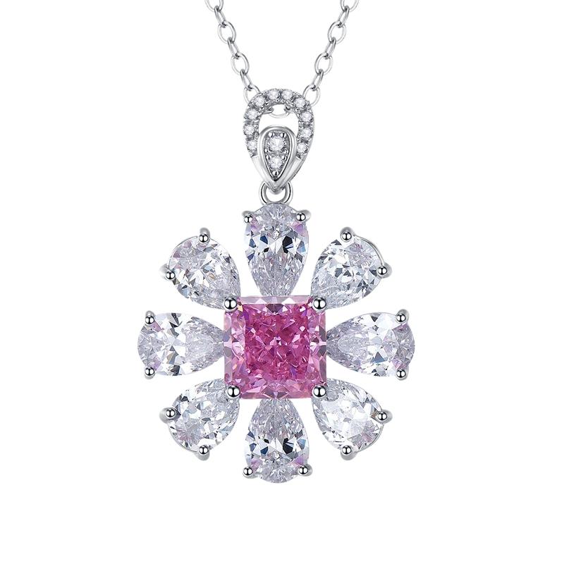 New S925 Flower 4 Carat Necklace Women's Jewelry Factory Direct Sales