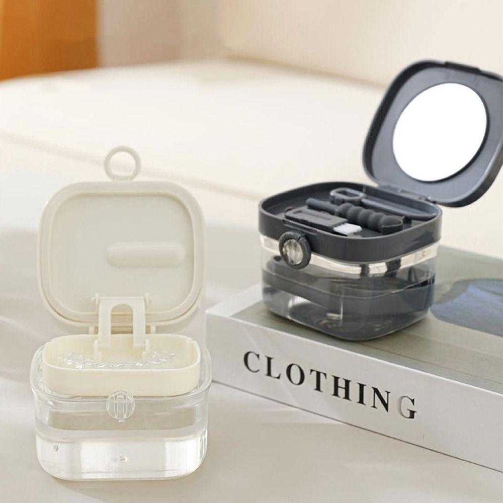 Portable Denture Soaking Cleaning Box Universal Cleaning Tooth Storage Case  Dentistry Supplies