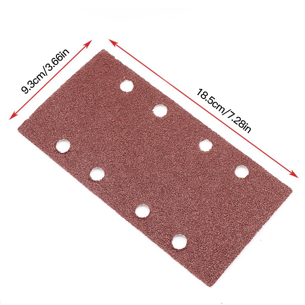 10pcs Self-adhesive Flocking 8-hole Abrasive Paper Wood Rectangle Sanding Polishing Paper 80 Grits