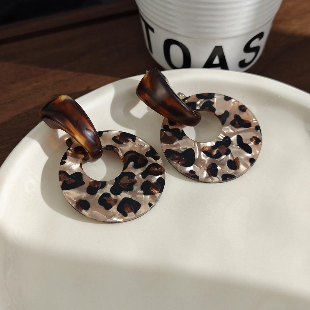 Leopard Print Ring Hollow Light Luxury High-end Exaggerated Maillard Women's Earrings