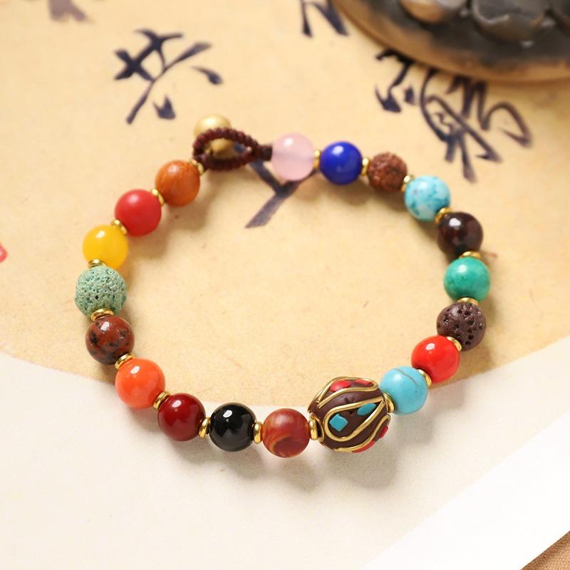 Vintage bracelet niche design Tibetan exotic style men's hand rope natural stone woven bracelet women