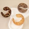 Trendy Exaggerated Wide Brimmed C-shaped Open Leopard Print Bracelet, Fashionable Geometric Jewelry