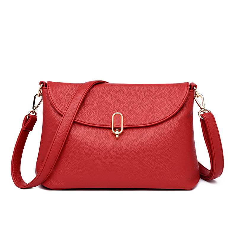 

Women Casual Crossbody Bag Multifuncti Shopping Handbag Large Capacity Messenger Bag 2026 New Cowhide Waterproof Shoulder Bag червоний