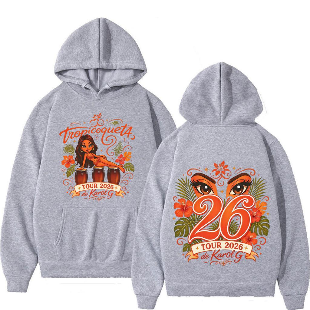 Karol G Viajando Por El Mundo Tropitour 2026 Graphics Hoodie Men Women Fashion Pullover Winter Loose Casual Oversized Sweatshirt